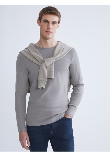 Yeni Sezon Bisiklet Yaka Basic Uzun Kollu Erkek Tişört