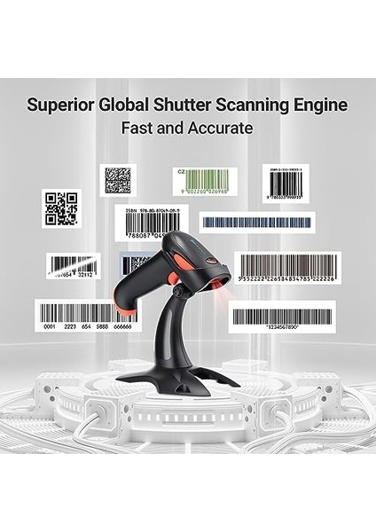 HW0002 Kablosuz Barkod Okuyucu, 1d/2d/qr Kod Tarayıcı, /2.4g/usb 3’ü 1 Arada, Titreşim Uyarılı & Şarj Göstergeli, Dahil fiyatları