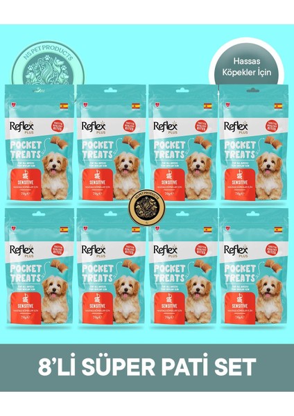 Plus Pocket Treats Hassas Köpekler Için Köpek Maması 8'li Süper Pati Set 8X70 gr