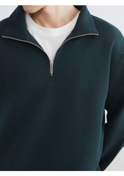 Yeni Sezon Fermuarlı Dik Yaka Erkek Kalın Sweatshirt modelleri