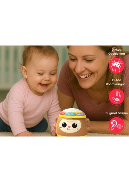 Projeksiyonlu Sesli Sevimli Müzikli Maymun Davul Bebek Oyuncağı fırsatları
