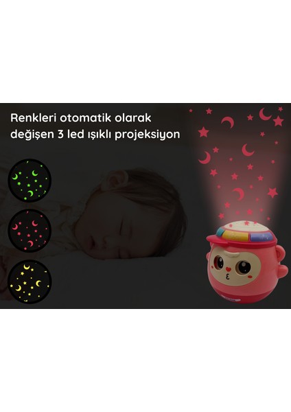 Projeksiyonlu Sesli Sevimli Müzikli Maymun Davul Bebek Oyuncağı