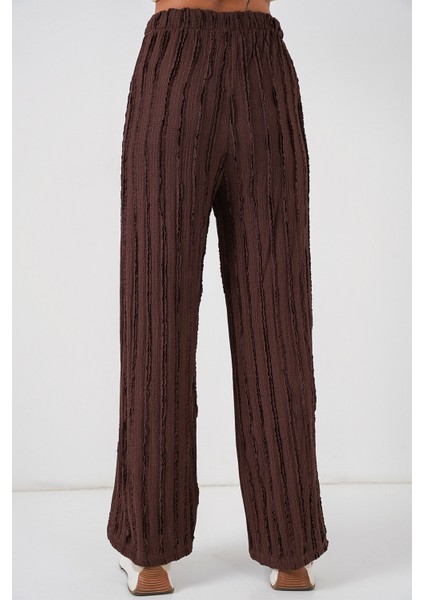 Kadın Dokulu Esnek Örme Pantolon 30057 - Kahverengi indirimleri