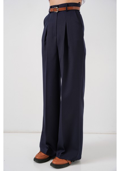 Kadın Yüksek Bel Palazzo Pantolon 30051 - Lacivert fiyatları