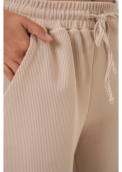 Kadın Fitilli Pantolon 30053 - Bej indirimleri
