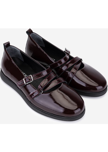 Kadın Hakiki Deri Bordo Rugan Babet Ayakkabı 1065 26300 Bn Ayk SK25-26 Bordo Krsk Rgn fiyatları