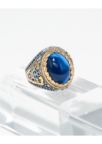 Safir Taşlı 925 Ayar Gümüş Erkek Yüzük – Ihtişam ve Asaletin Simgesi