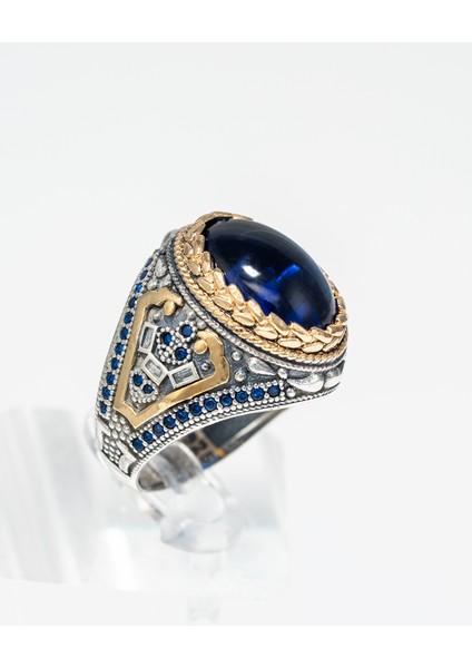Safir Taşlı 925 Ayar Gümüş Erkek Yüzük – Ihtişam ve Asaletin Simgesi fiyatları