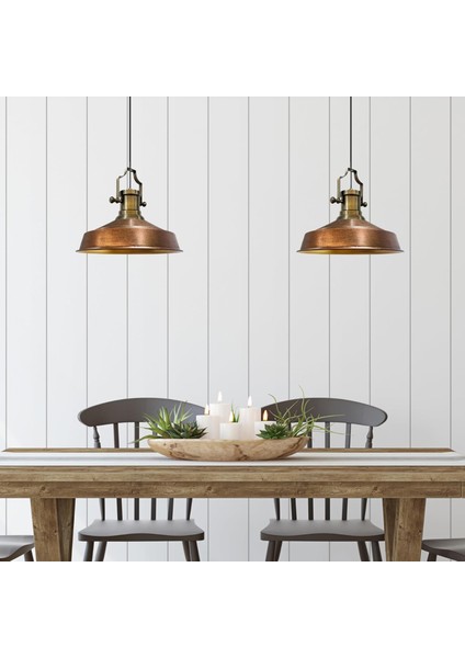 Bakır Asaletli Eskitme Başlık Retro Sarkıt Lamba Restoran Salon Aydınlatma fiyatları