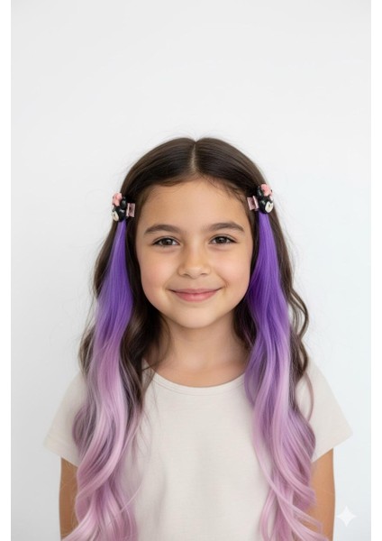 Kız Çocuk Kuromi Model Taç Kutulu Toka ve Postişli Mor Renk Ikili Toka Seti fırsatları