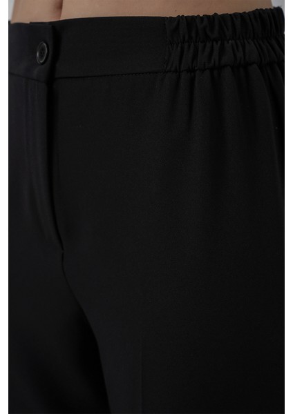Kadın Beli Lastikli Kumaş Pantolon 30058 - Siyah indirimleri