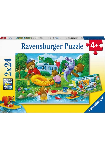2X24 Parçalı Puzzle Ayı Ailesi Kampta