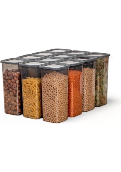 12'li 1900ML. Sızdırmaz Silikon Vakumlu Kapaklı Kare Erzak Saklama Kabı. 1900ML Kare Erzak Saklama Kabı