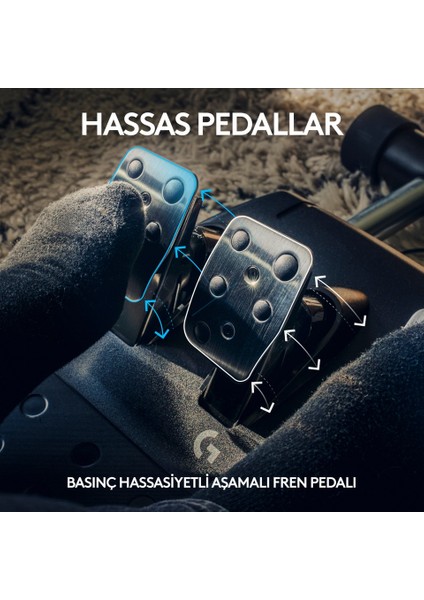 Logitech G G923 Ps5, Ps4 ve Pc ile Uyumlu Yarış Direksiyonu ve Pedalları - Siyah