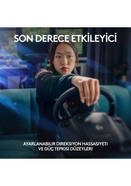 Logitech G G923 Ps5, Ps4 ve Pc ile Uyumlu Yarış Direksiyonu ve Pedalları - Siyah
