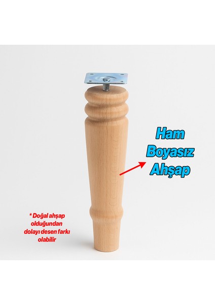 Boyasız Doğal Ahşap Ayak 4 Adet Set Silindir Mobilya Koltuk Kanepe Ayağı Aparat Dahilbohem 20 cm modelleri