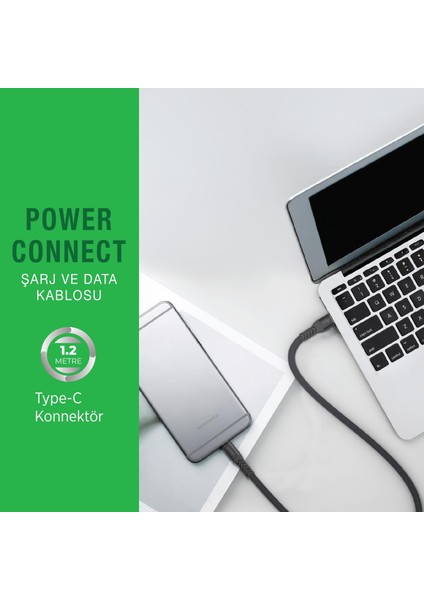 PSM116 Type-C Şarj ve Data Kablosu 1.2 Metre Gri modelleri