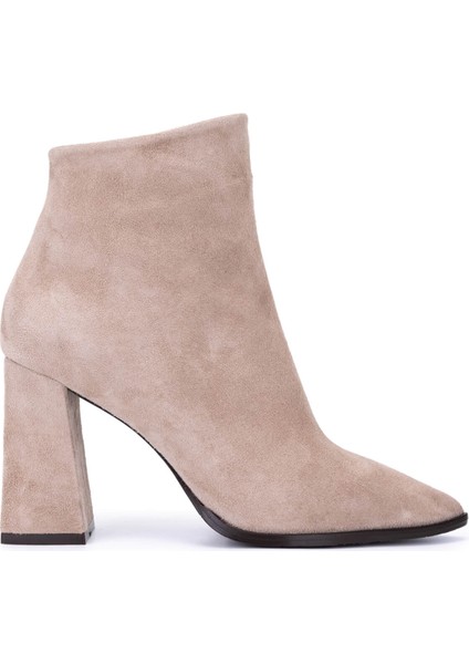 Kadın Hakiki Deri Taş Süet Topuklu Bot 492 50559 Bn Bot SK25-26 Tas Suet