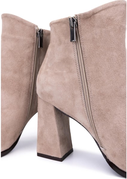 Kadın Hakiki Deri Taş Süet Topuklu Bot 492 50559 Bn Bot SK25-26 Tas Suet indirimleri