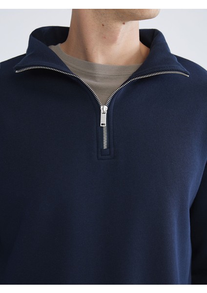 Yeni Sezon Fermuarlı Dik Yaka Erkek Kalın Sweatshirt modelleri