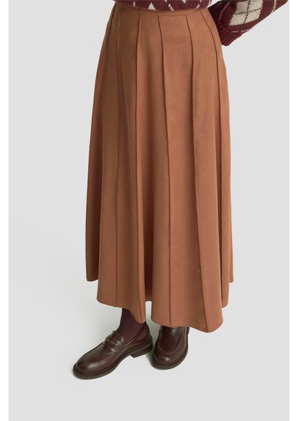 Dikişli Süet Etek 25K1924 Camel modelleri