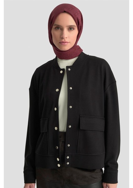 Zımbalı Örme Ceket 25KD4032 Siyah modelleri