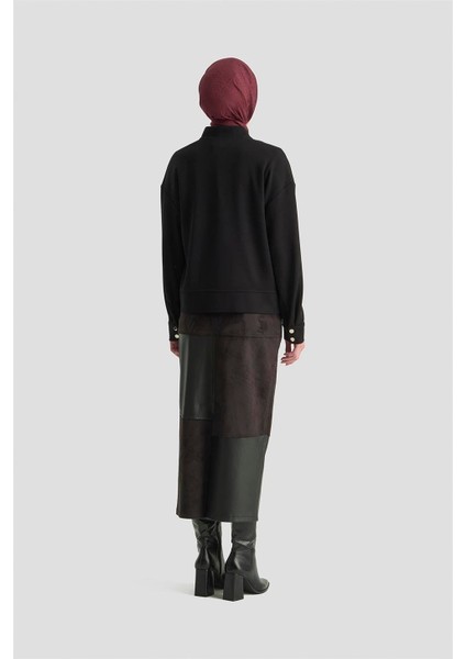 Zımbalı Örme Ceket 25KD4032 Siyah indirimleri