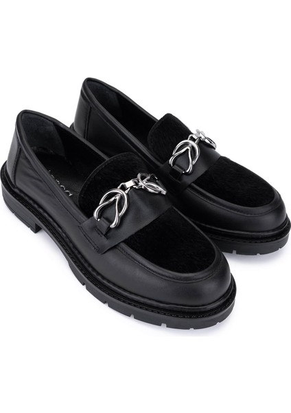 Kadın Deri & Tekstil Siyah Loafer Ayakkabı 817 9876 Bn Ayk SK25-26 Syh Dr/tay Prlk Dr fiyatları
