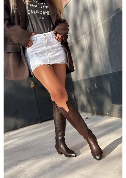 Leroys Mat Deri Acı Kahve Kadın Kovboy Çizme modelleri