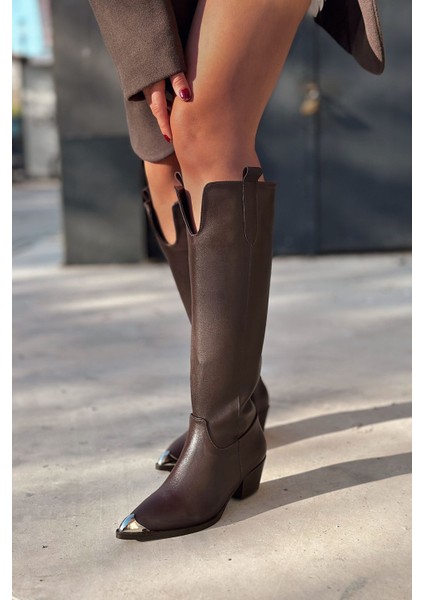 Leroys Mat Deri Acı Kahve Kadın Kovboy Çizme fırsatları