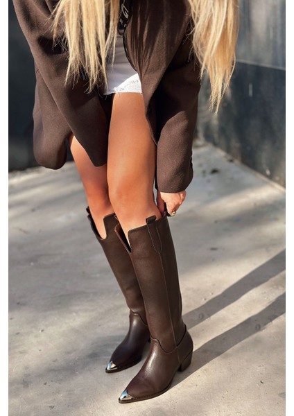 Leroys Mat Deri Acı Kahve Kadın Kovboy Çizme indirimleri