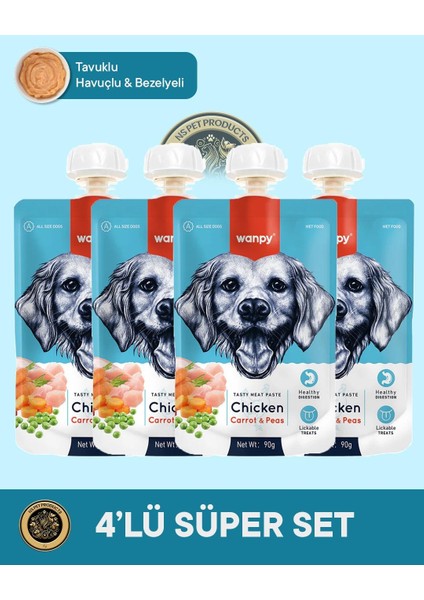 Tavuklu ve Havuçlu Köpek Et Ezmesi 4'lü – 90 G × 4 Paket