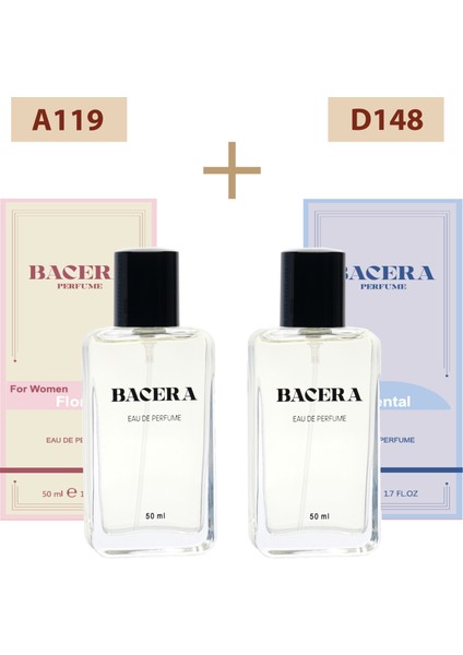 Bacera A119 Floral Kadın Parfüm 50ML Edp AD148 Oriental Erkek Parfüm 50ML Edp