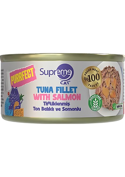 Tiftiklenmiş Ton Balıklı ve Somonlu Yetişkin Konserve Kedi Maması 70GR