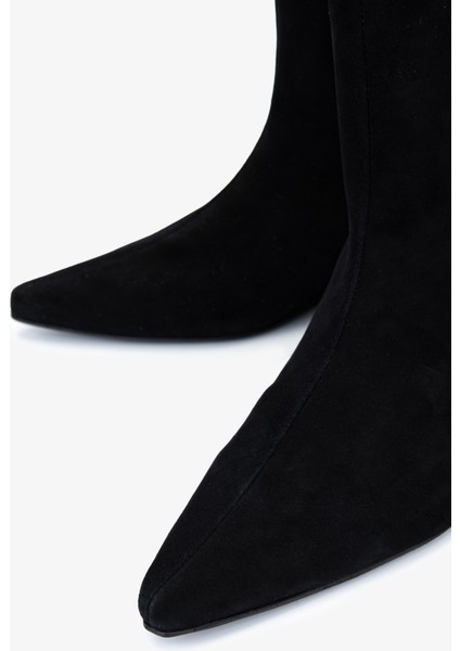 Kadın Hakiki Deri Siyah Süet Düz Bot 1168 8157 Bn Bot SK25-26 Sıyah Suet modelleri