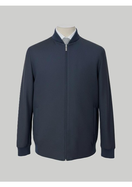 Lacivert Fermuarlı Spor Ceket – Modern Fit