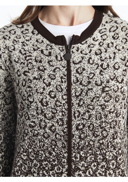 Yeni Sezon Bisiklet Yaka Desenli Kadın Triko Hırka modelleri