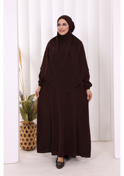 Sufleli Elbise Takım 6044 Kahverengi