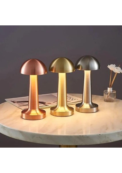 Modern Taşınabilir Masa Lambası, Şarj Edilebilir Batarya, Led, 24 Saate Kadar Uzun Kullanım Süresi, Şık Restoranlar/yatak Odası/akşam Yemeği/kahve Masası 3 Seviye Parlaklık, Metal - Bakır Renk modelleri