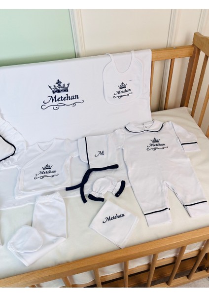 Nakış Işleme Isimli Hastane Çıkış Seti 11 Parça (%100 Pamuk) Takı Yastıklı modelleri