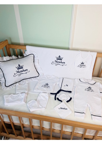 Nakış Işleme Isimli Hastane Çıkış Seti 11 Parça (%100 Pamuk) Takı Yastıklı fırsatları