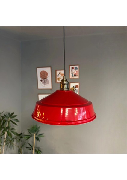 Carmelo Kırmızı Tekli Avize Eskitme Lale Başlık Retro Sarkıt Lamba Restoran Salon Aydınlatma