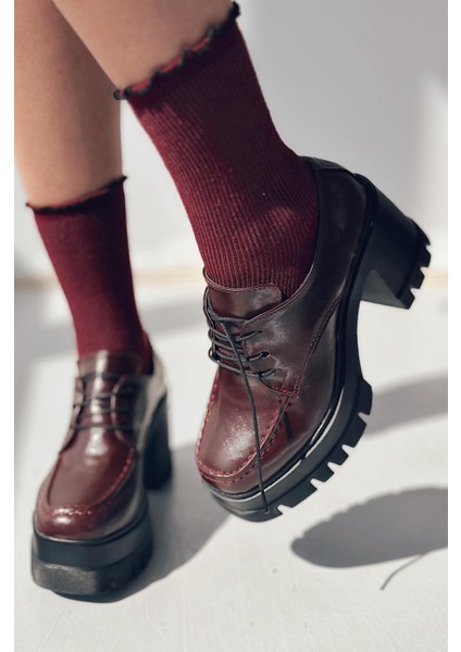 Sapetos Kalın Taban Topuklu Kadın Loafer Bordo Mat Rugan fırsatları