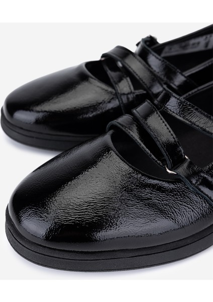 Kadın Hakiki Deri Siyah Kırışık Rugan Babet Ayakkabı 1065 26300 Bn Ayk SK25-26 Sıyah Krsk Rgn modelleri