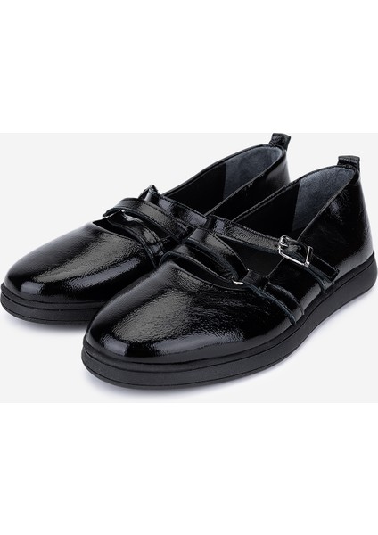 Kadın Hakiki Deri Siyah Kırışık Rugan Babet Ayakkabı 1065 26300 Bn Ayk SK25-26 Sıyah Krsk Rgn indirimleri