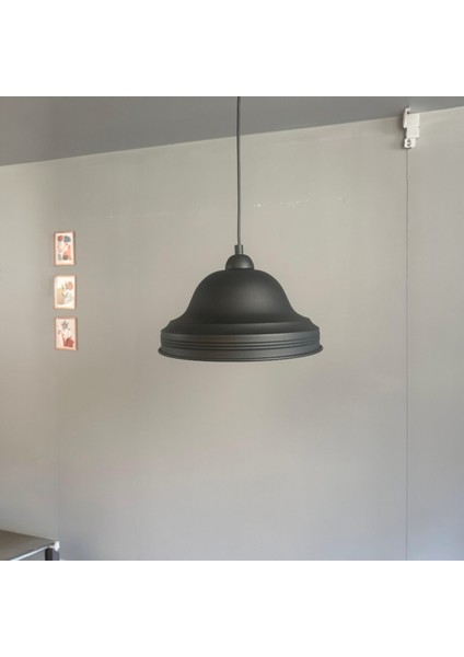 Ulmete Siyah Yarım Lale Başlık Tekli Sarkıt Avize Salon Ofis Otel Restoran Avizeleri Vintage Tasarım fiyatları