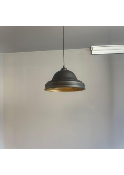 Ulmete Siyah Yarım Lale Başlık Tekli Sarkıt Avize Salon Ofis Otel Restoran Avizeleri Vintage Tasarım fırsatları