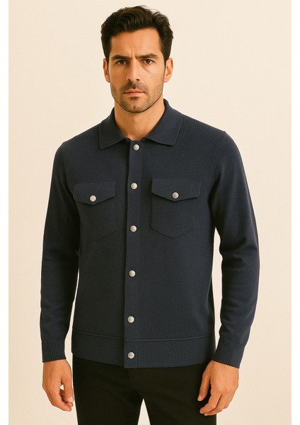 Erkek Triko Gömlek Lacivert 3764