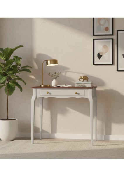 Mobilya 90 cm Masif Konik Açık Gri Ceviz Dresuar