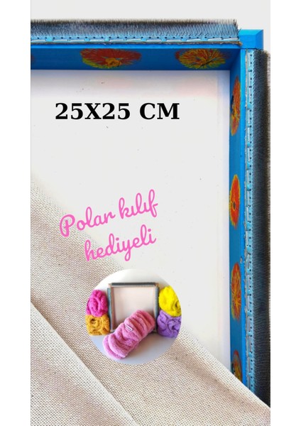 25X25 cm Çiçekli Sihirli Punch(Panç) (Kasnak Kılıf Hediyeli) Telli/iğneli Ahşap Nakış KASNAK25X25 cm